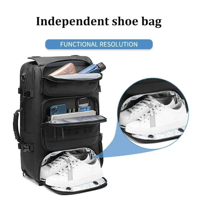 Men Travel 60L Outdoors Backpack Mountaineering Bag Waterproof Laptop Business Backpack With Separate Shoe Bag