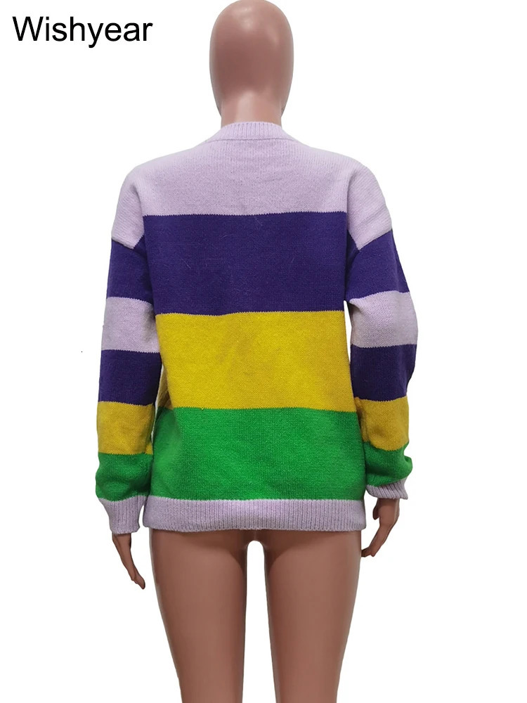 Elegant Sequin Letter Color Block Sweaters Women Loose Fit O Neck Long Sleeve Winter Knit Pullover Tops Fashion Streetwear 250108