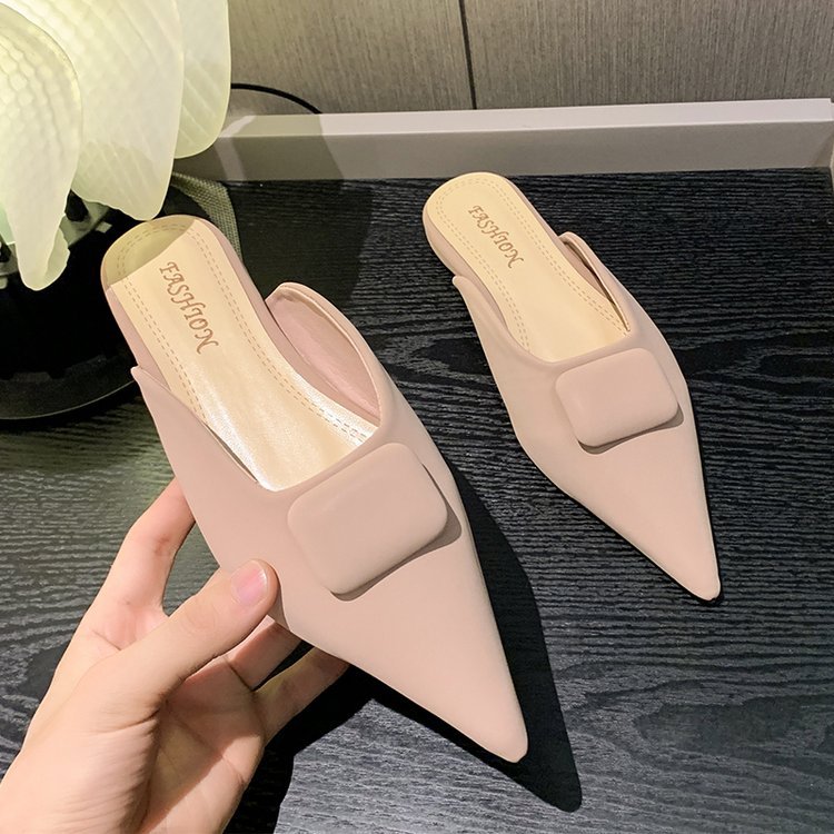 Women Slippers Flat Bottom New Fashion Pointed Toe Gentle Style hot Black White Brown Pink Free shipping