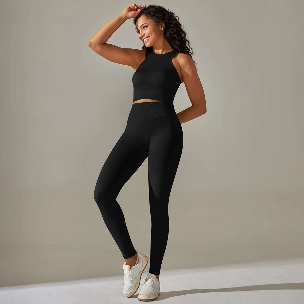 Seamless Women Sexy Crop Top Bra Sports Leggings Two Piece Yoga Set Workout Outfit Fiess Gym Clothes
