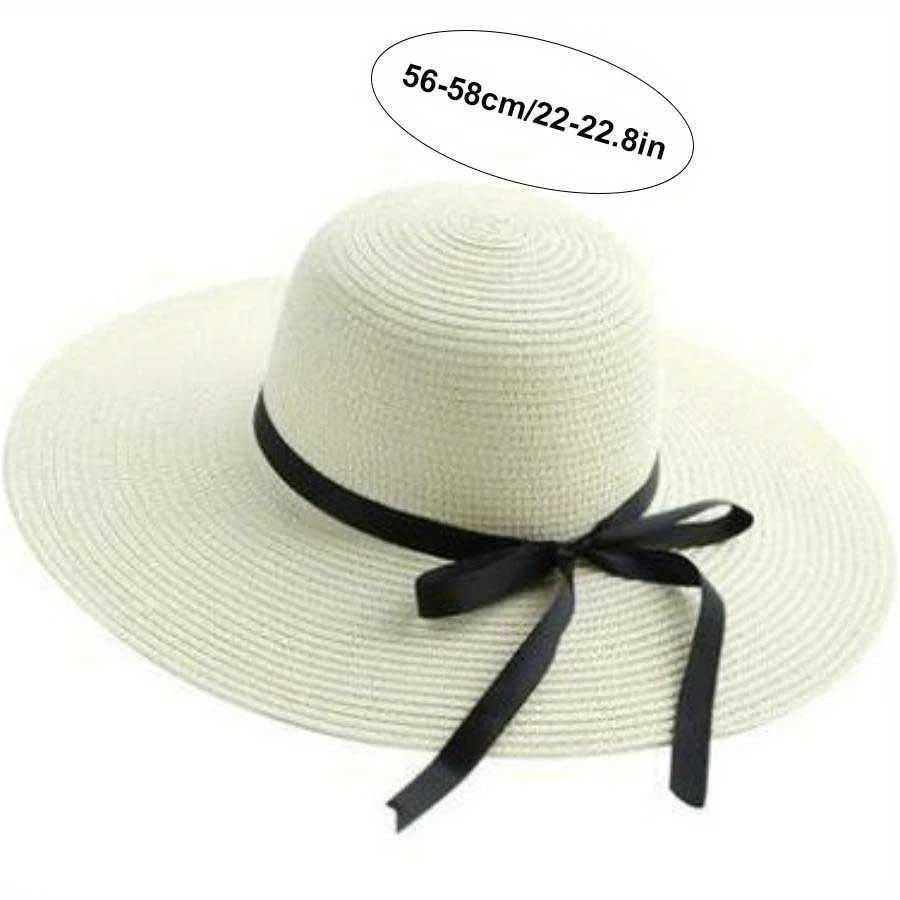 Suitable for Wan Black Bow tie edge Sunscreen folding beach hat outdoor seaside vacation fashionable and elegant X250109