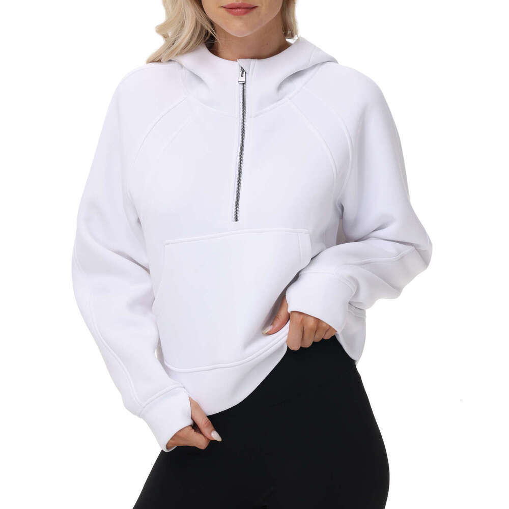 Women's Wear Women's Fleece Pullover Solid Warm Hoodies Half Zipper Long Sleeve Sweatshirts Tracuits Outfits Short-Style Sports Suit