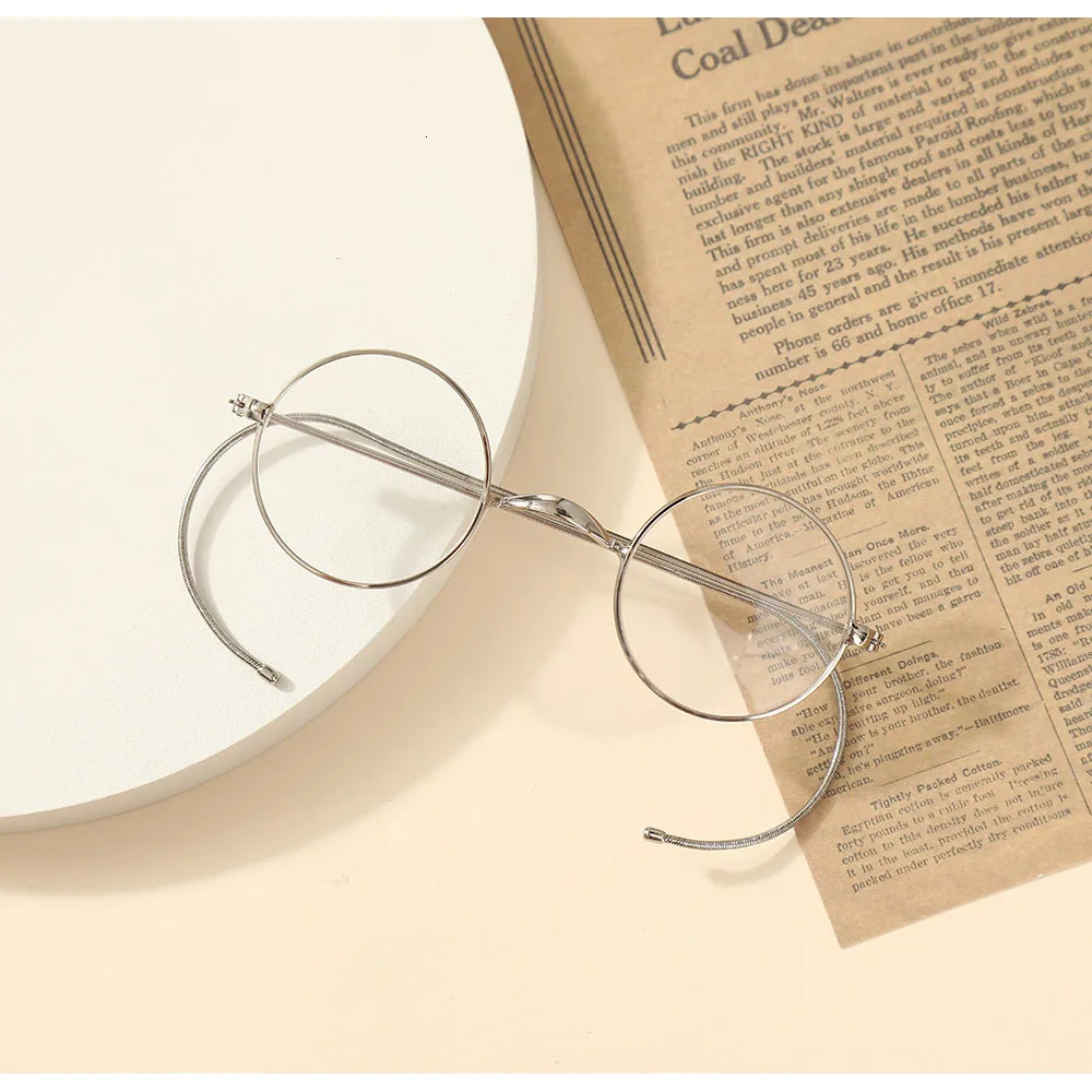 43mm Round Vintage Wire Rim Glasses Optical Eyeglass Frame with Cable Temples for Secure Fit 250109