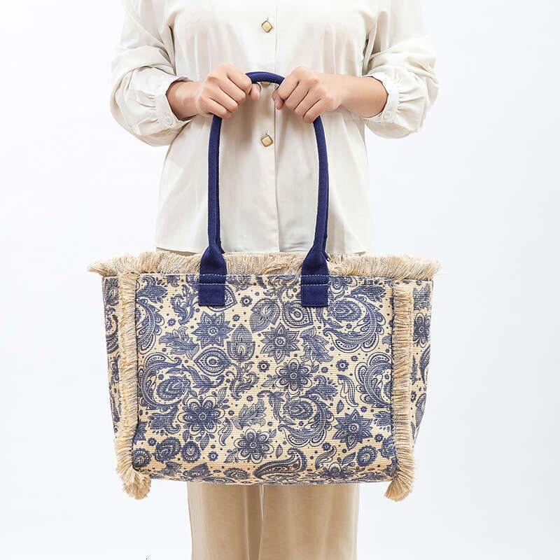 Tote Bohemian Shoulder Zipper Handbag Large Capacity Canvas Bag Women's Summer