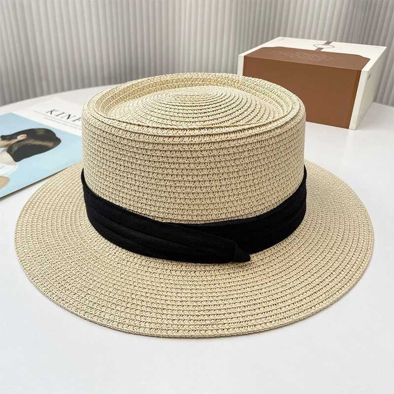 Warm summer seaside sun shading straw hat holiday outdoor wide brown beach hat woven UV resistant sun hat bow hat X250109
