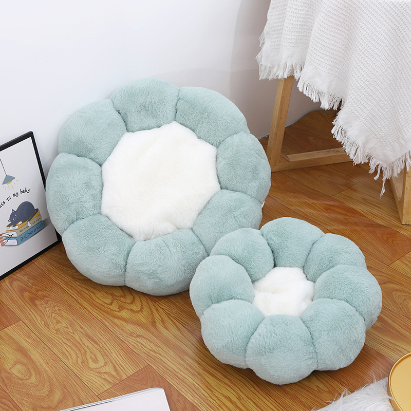 Rabbit down flower pet kennel cat sleeping warm nest non-slip dog sleeping mat winter plush litter