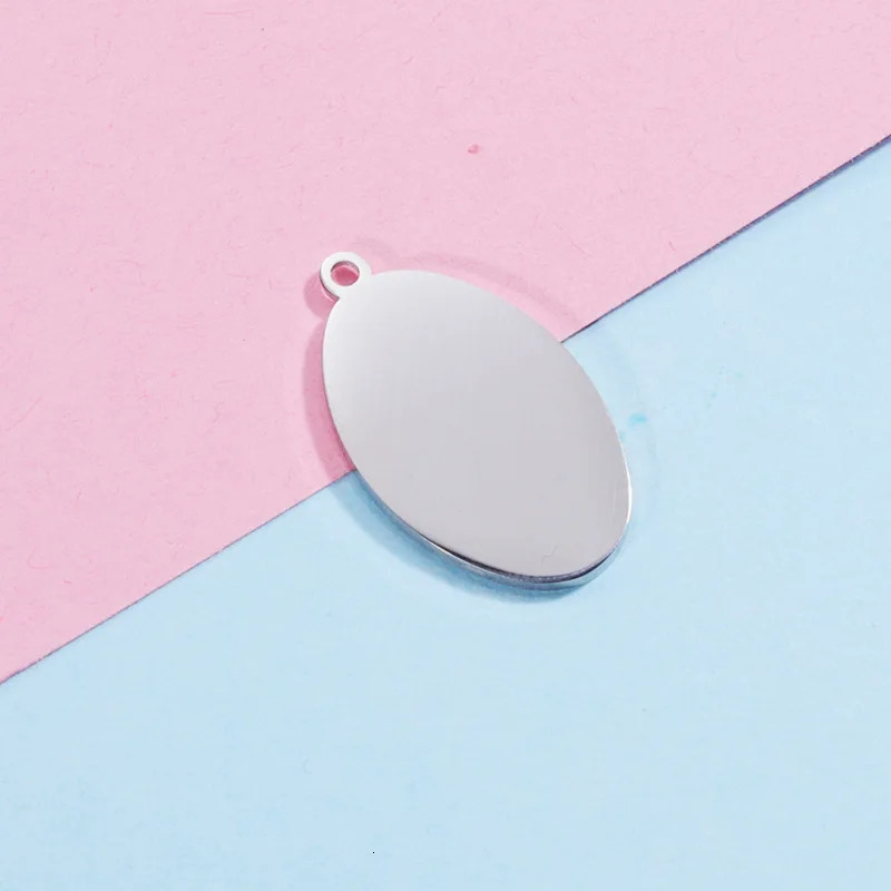 20Pcs 23514mm Oval Blank Charms Mirror Polish Stainless Steel For DIY Making Necklace Keychain Earrings Jewelry 250109