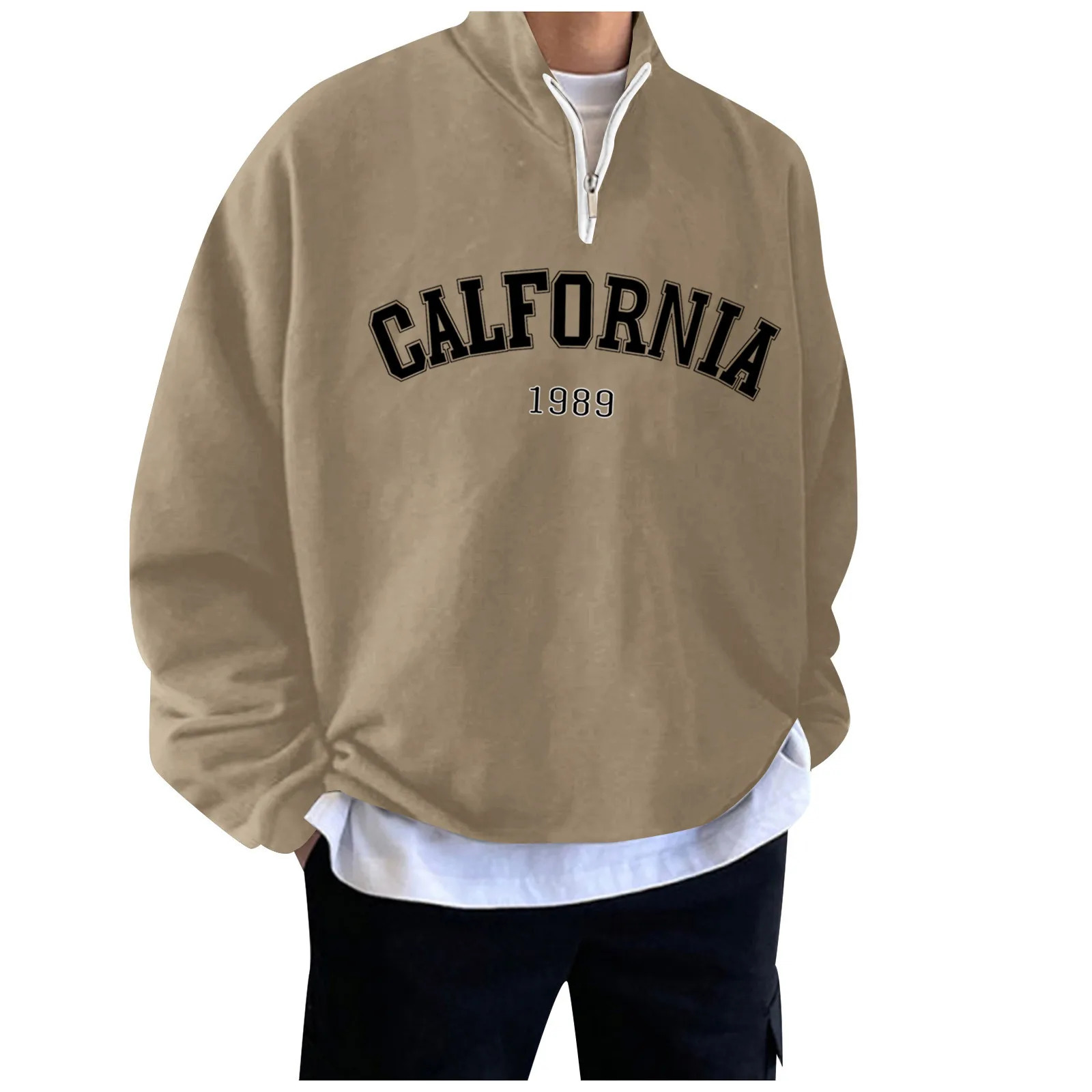 Hoodie For Men Fall Winter Fleece Sweatshirts Letter y Turtleneck Hoodies Pullover Vintage Streetwear Warm Sweats 250106