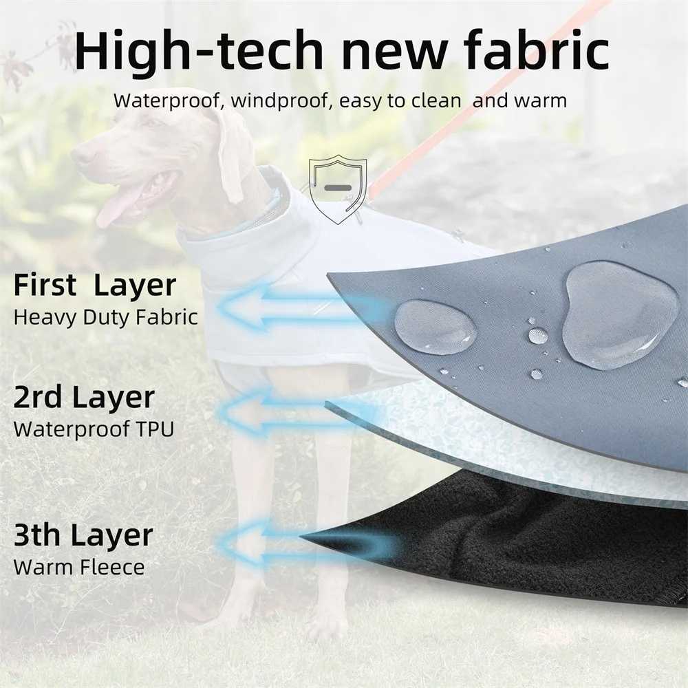 Waterproof Jacket for Large Dogs Flexible Chest Fleece Lining Soft Shell Outdoor Dog Jackets Safety Reflective Pet Clothes CoatXJ250109