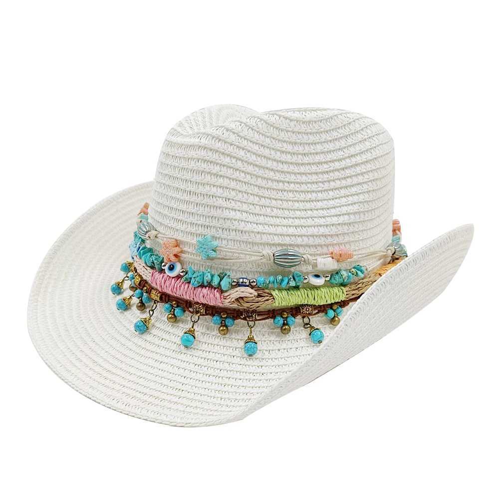 Summer straight hat ethnic style fan hat jazz top sun hat neutral solid color beach hat travel sun hat grass hat X250109