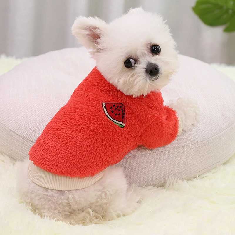 Cute Fruit Print For Small Dogs Thickened Warm Clothing for Dog Vest for Small Medium Dog Soft Winter Puppy Jacket Teddy CostumeXJ250109