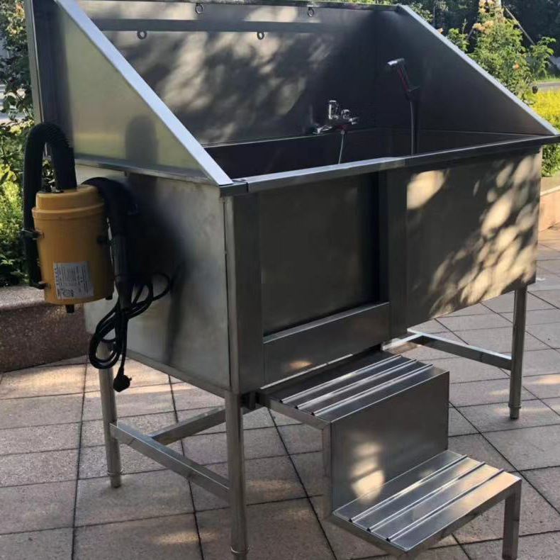 Stainless Steel Pet Grooming Bath Trough with Sliding Door