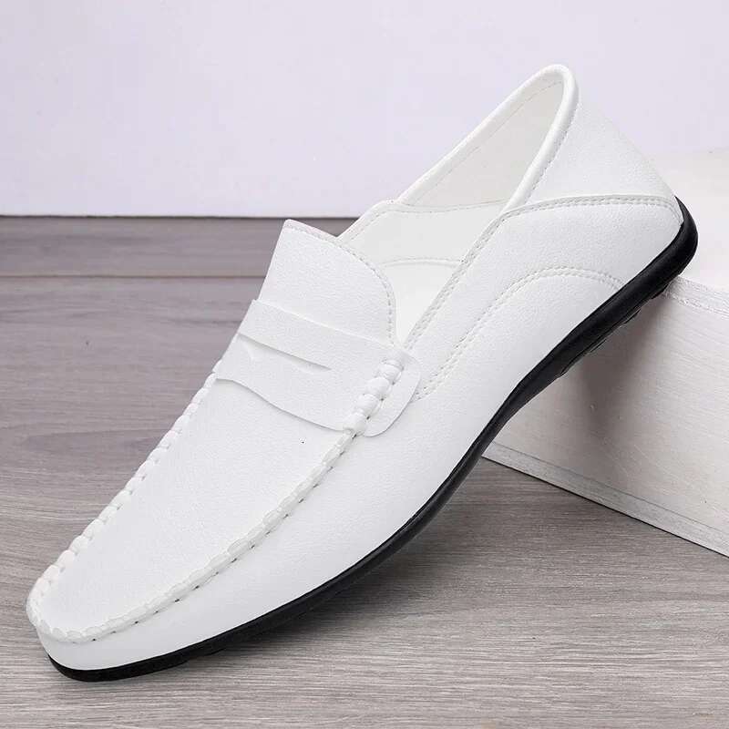 Summer Man Loafers Wedding Dress White Driving Moccasins Footwear Men Casual Split Leather Slip On Lightweight Male Shoes