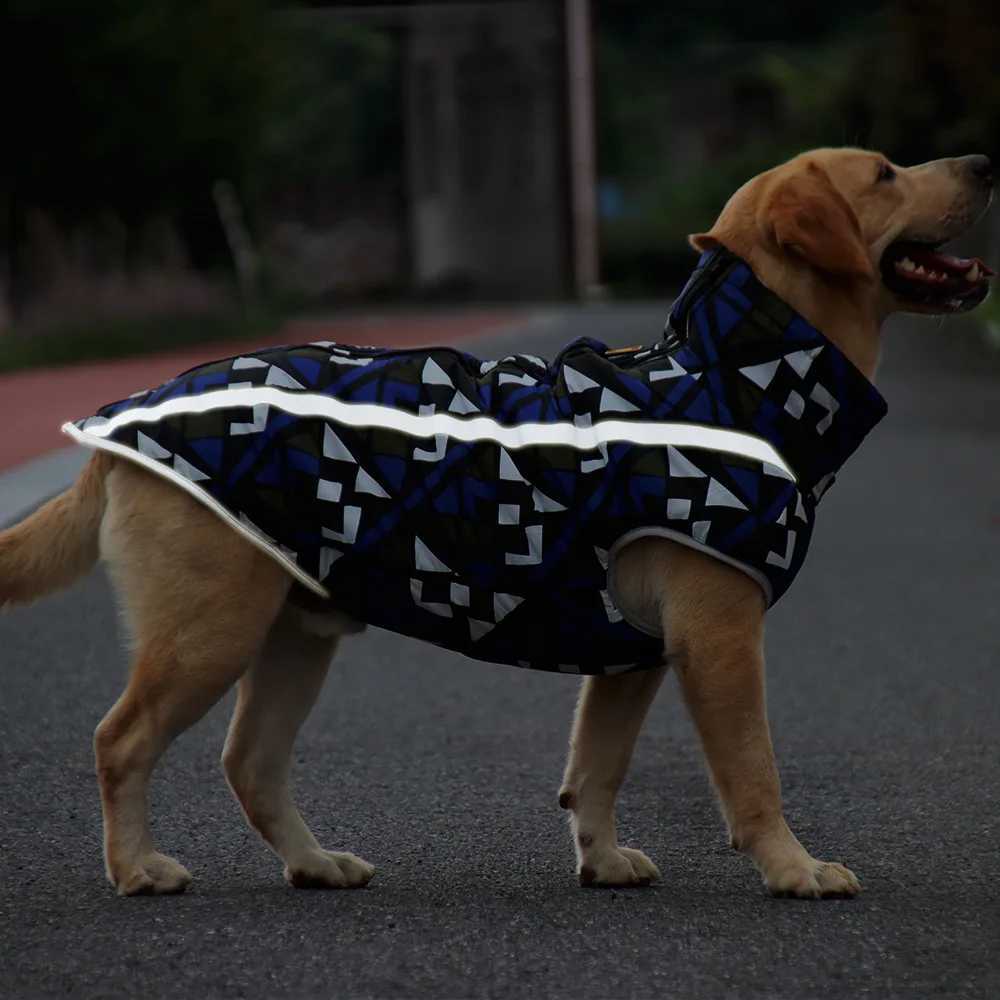 Large Dog Winter Coat Waterproof Big Dog Jacket Warm Cotton-Padded Vest for Dogs Outdoor Reflective Pet Clothes Labrador CoatXJ250109