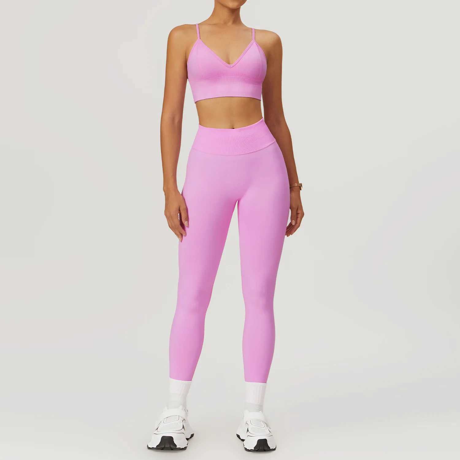 New Seamless Sports Set 2PCS Women Clothes Fitness Outfit Yoga Suit Running Bra Workout Leggings Gym Sportswear Two Sling BraXJ250109