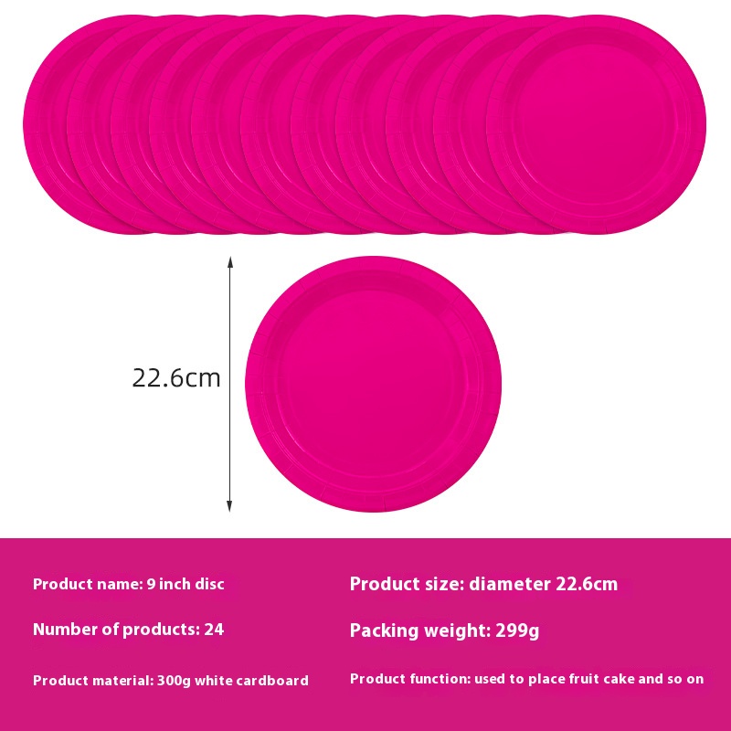 Hot selg solid color rose red set tablecloth paper cup tissue tableware disposable party supplies