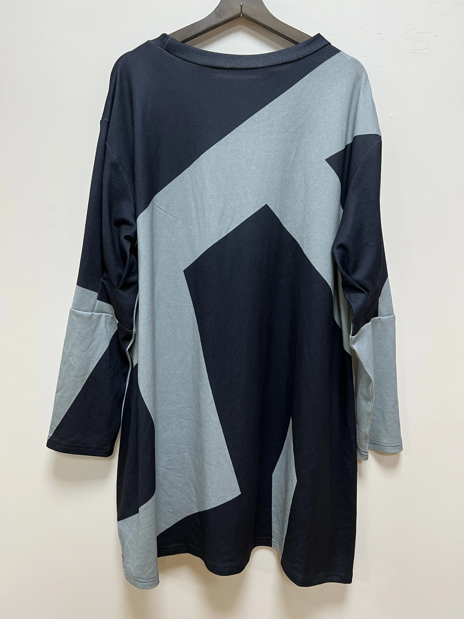 European and American Plus Size Womens Casual Fashion V Neck Long Sleeved Patchwork Dress 250106