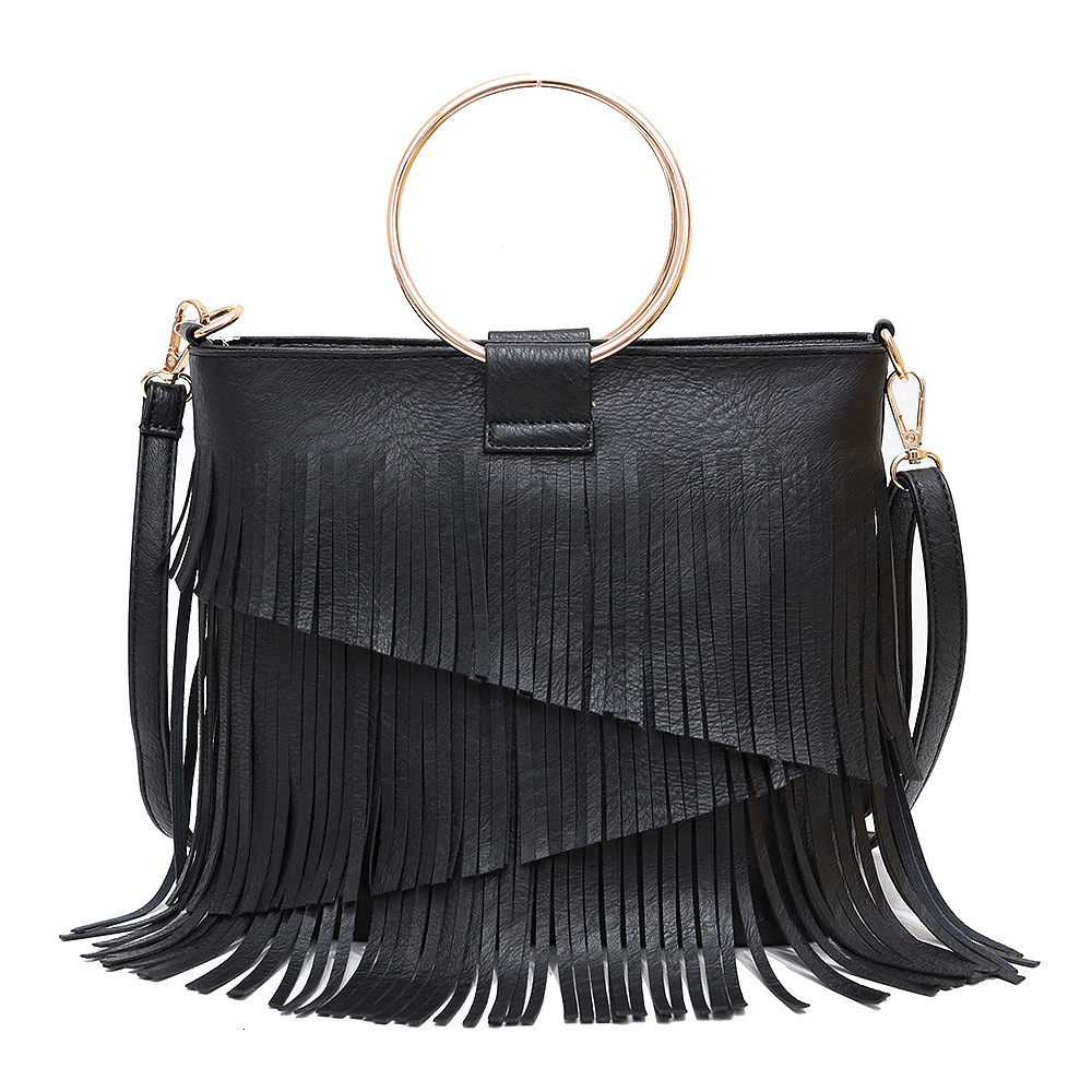 Bag Fashionable New Irregular Tassel Bag, Trendy Music Festival Iron Handbag, Single Shoulder Diagonal Cross Women's Bag