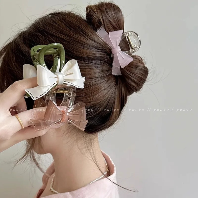 Acetate Bowknot Fashion n Hair Claw Clips Headwear for Women Korean Sweet Colorful Delicate Hairpin Hair Accessories 250103
