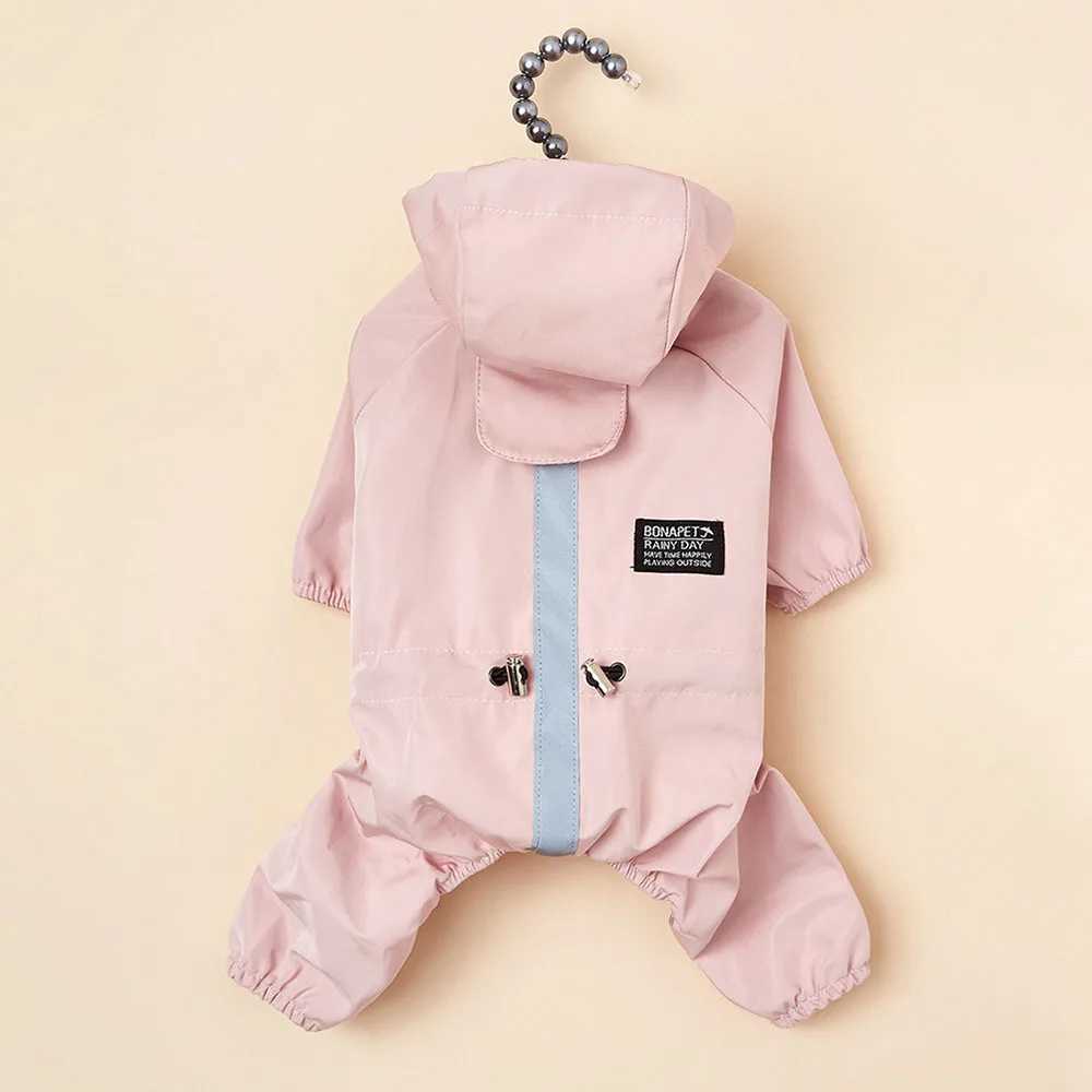 Dog Raincoat Pet Windproof Waterproof Rain Poncho Jacket with Hood Puppy Reflective Four Legs Rain Jumpsuit for Small Dogs CatXJ250121