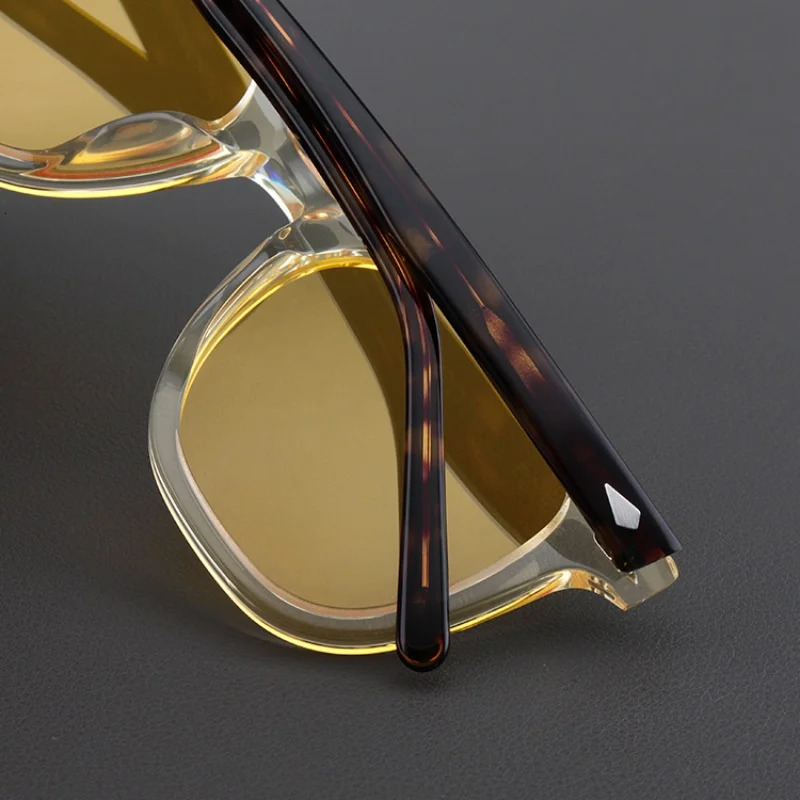 Fashion classic sunglasses Womens yellow frames retro polarized night vision piece square handmade outdoor mens 250109