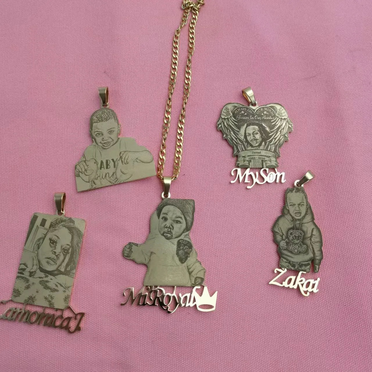 DOREMI Custom Po Necklace with Name Pendent Picture any CharacterCartoon Nameplate Stainless for Family Gifts 250109