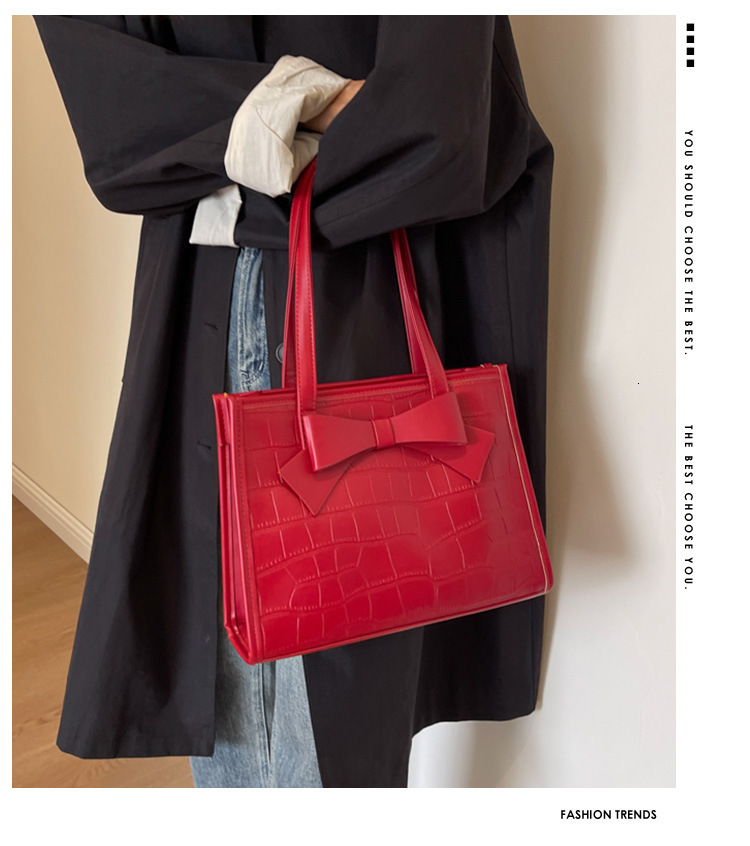 New Designer Red Bow Bag Large Capacity Handbag Women's Bag Checkerboard Casual Bag Christmas Party Bag