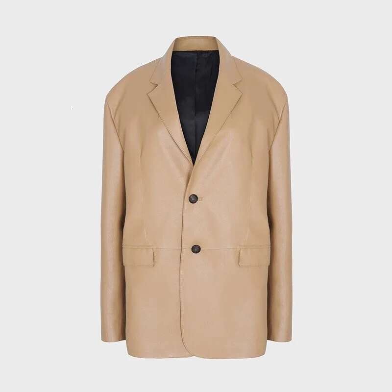 Niche Designer Protein Unisex Women Coat Loose Silhouette Leather Jacket