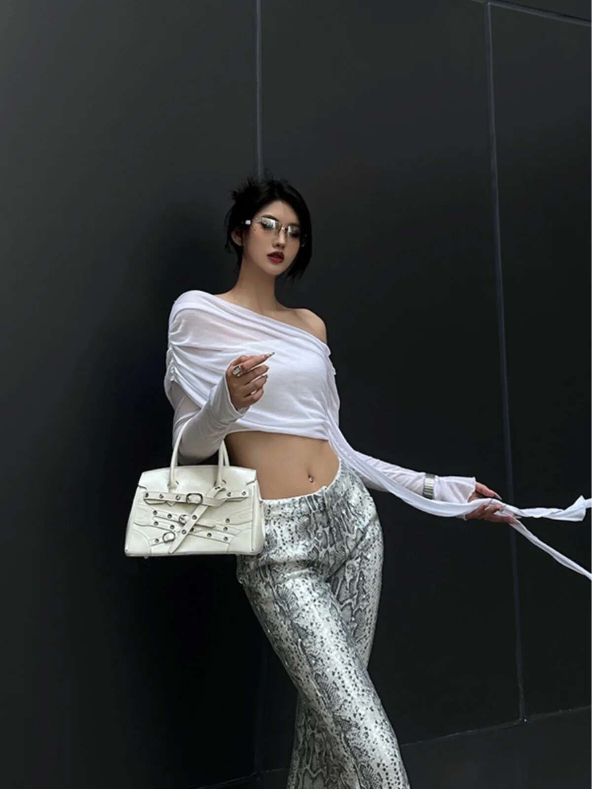 Fashion Punk Hot Girl Style Y2k Locomotive Tote Bags Classic Street Shoulder Crossbody Bag Leather Black Women Handbags