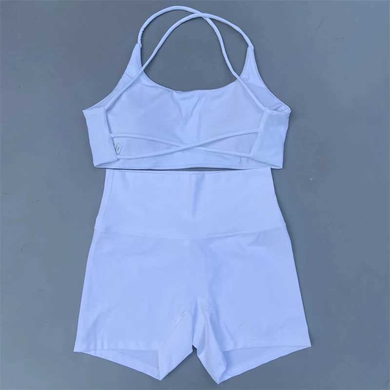Solid Color Soft Gym Yoga Set Short Legging +Cross Sport Bra Tracksuit Women Gym Suit Comprehensive Training Jogging AthleticXJ250109
