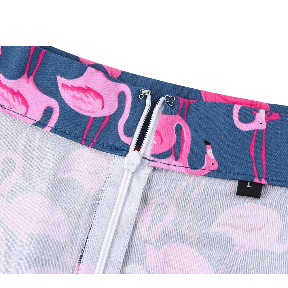 Cotton Women Retro Pleated Skirts 50s Kawai Vintage Rockabilly Swing Flamingo Printed High Waist Casual Tutu Summer Skater Blue 250106