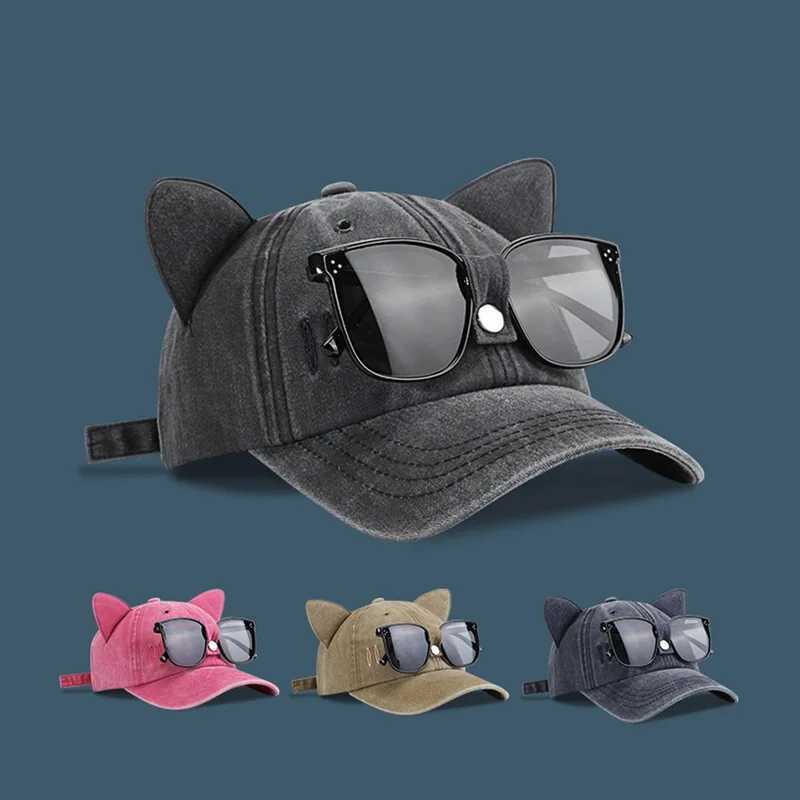Cute Cats ears (Steamed cat-ear shaped bread) and baseball cap with bracket Sunes Wenmao Sunes Unisex Hip Hop Earrings X250109