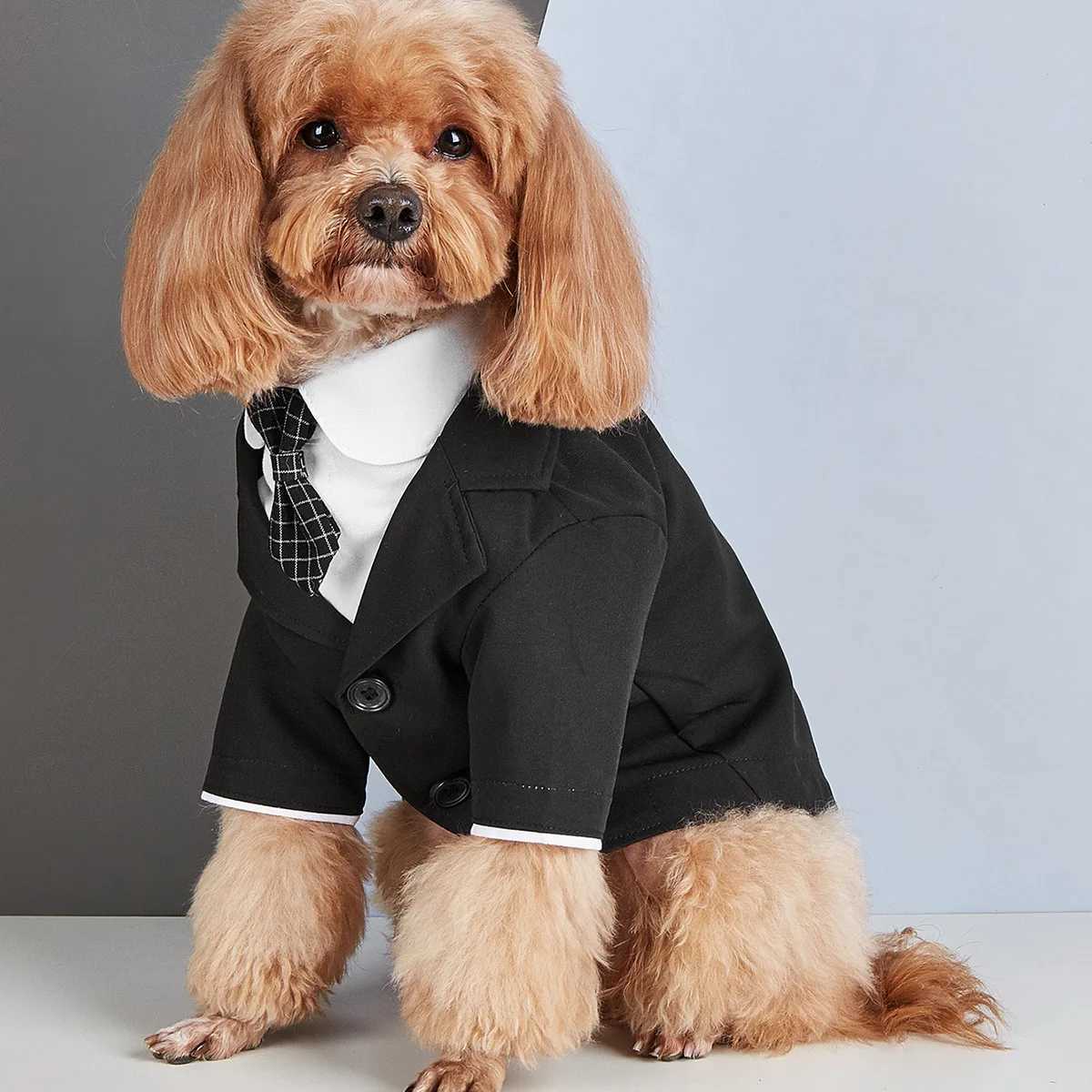 Dog Tuxedo Teddy Bichon Small Dog Costume Wedding Festival Classic Casual Suit French Bulldog Clothes TuxXJ250109