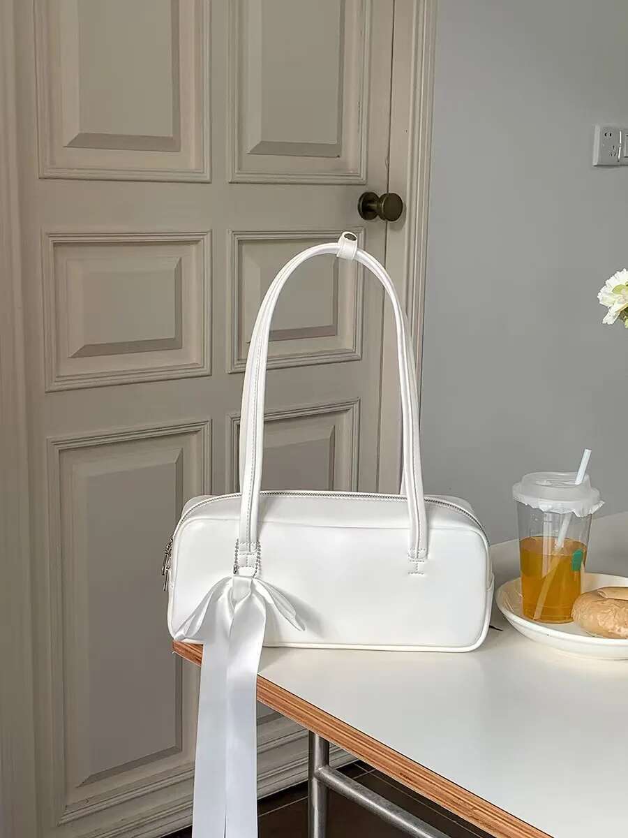 New Niche Design Bow Decorative Pillow Girls Cute Small Fresh Underarm Casual Simple Handbag Trendy Fashion Shoulder Bag
