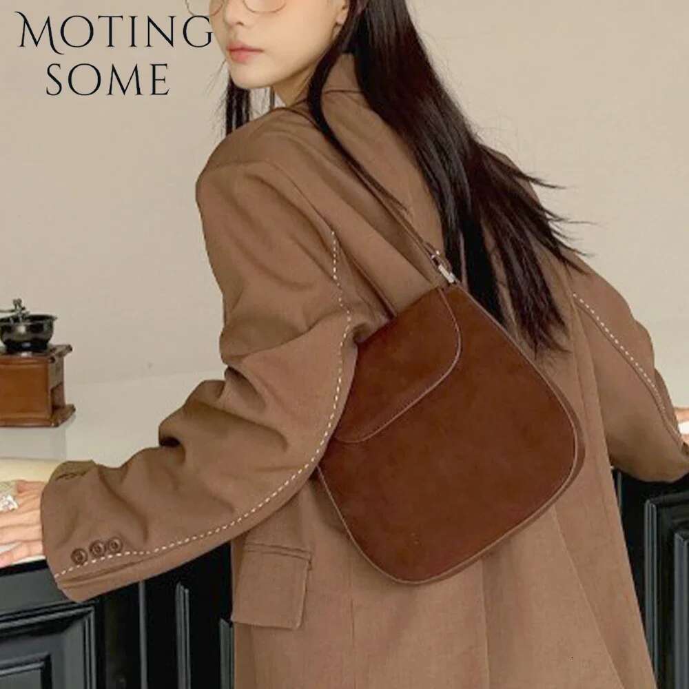 Motingsome 2025 Winter Bags Woman Natural Suede Leather Mini Tote Retro Messenger Shoulder Purse Crossbody Saddle Bag