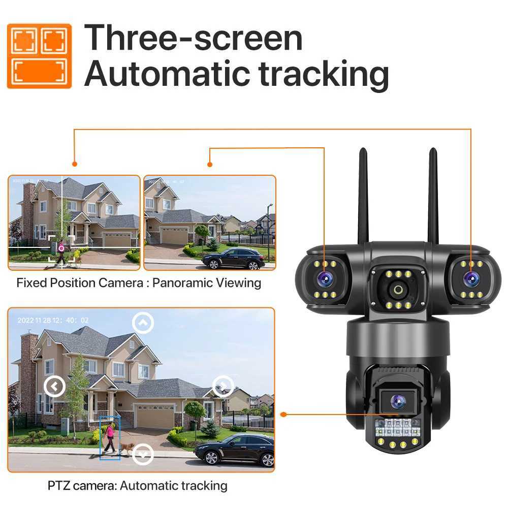 3-lens video surveillance camera WiFi network CCTV camera 4G SIM card wireless 360 monitor outdoor waterproof security camera X250110