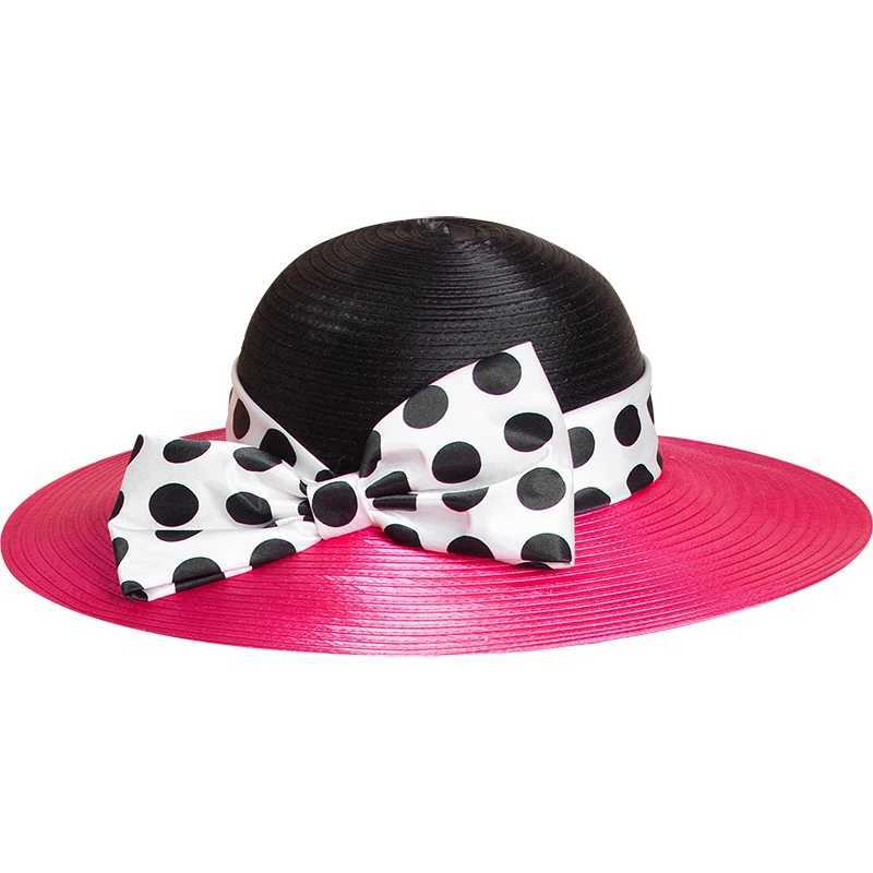 Elegant bra wide brown rose black patch work polka dot Kentucky wedding hat big bow knot Fe beach hat X250109