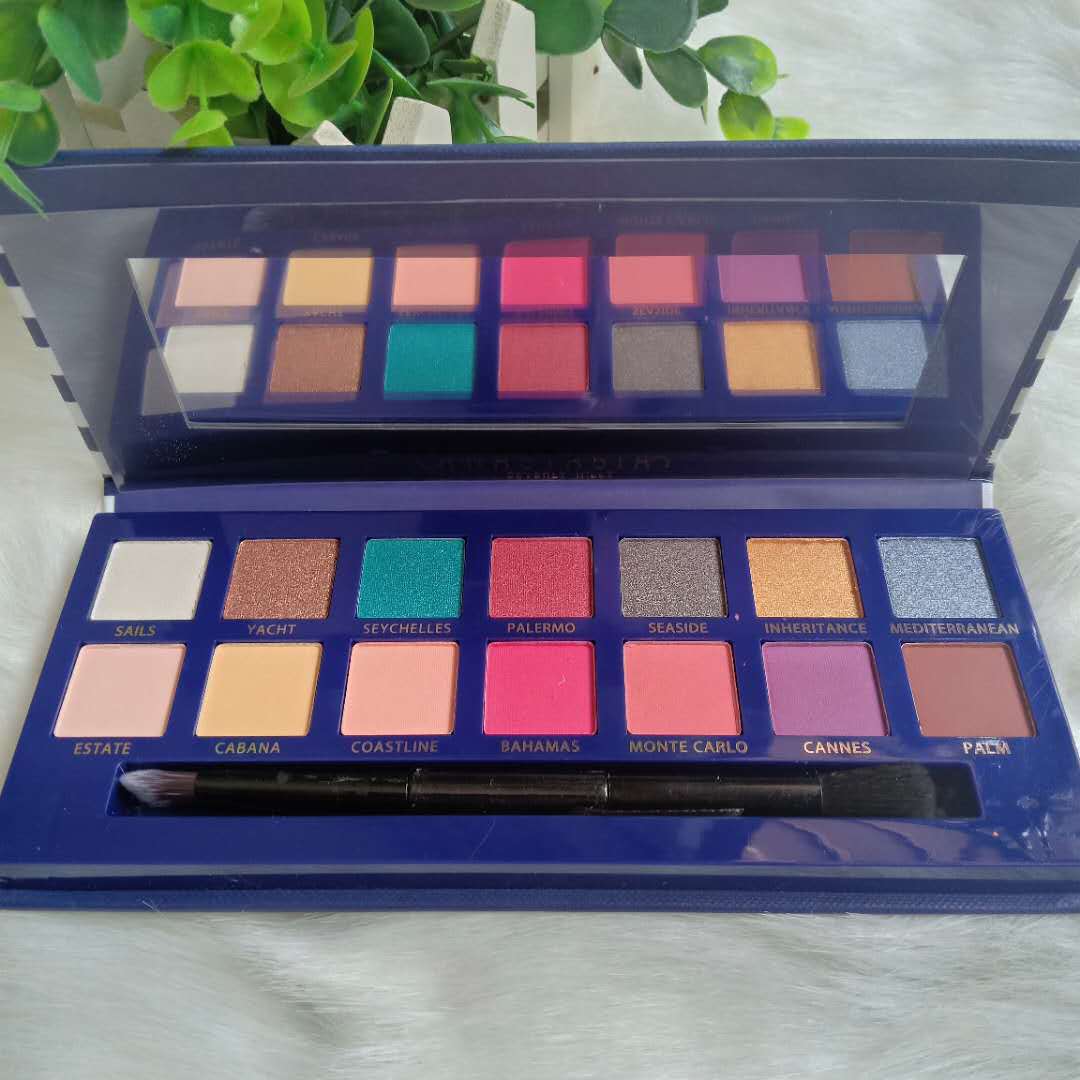Palette de fard à paupières à fard à paupières Color Riviera 14 Couleurs avec pinceau Brush Beauty Shimmer Matte Feed Shadow Designer Palette Fas