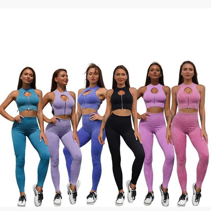 2 Piece Zipper Yoga Set Compression Outfit Women Seamless Sports Crop Vest Shorts Pants Suits Gym Wear Fitness Workout ClothesXJ250109