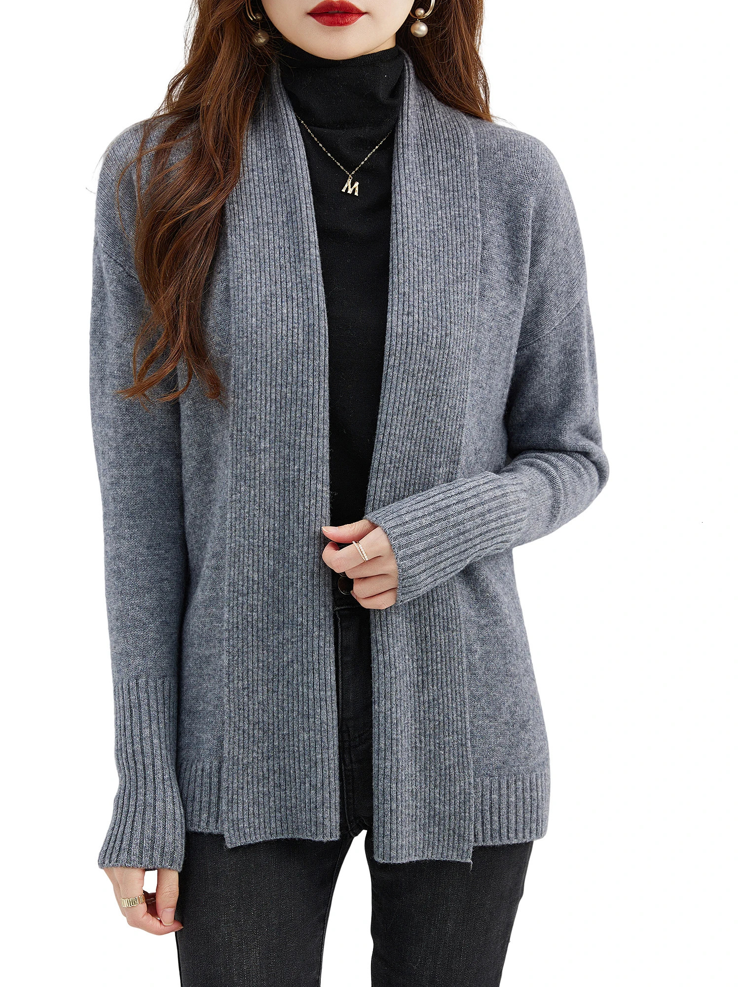 Womens Cardigans 100% Merino Wool Sweater Fall Winter Fashion Warm Soft Long Sleeve Knitted Cardigan y2k Clothing 250108