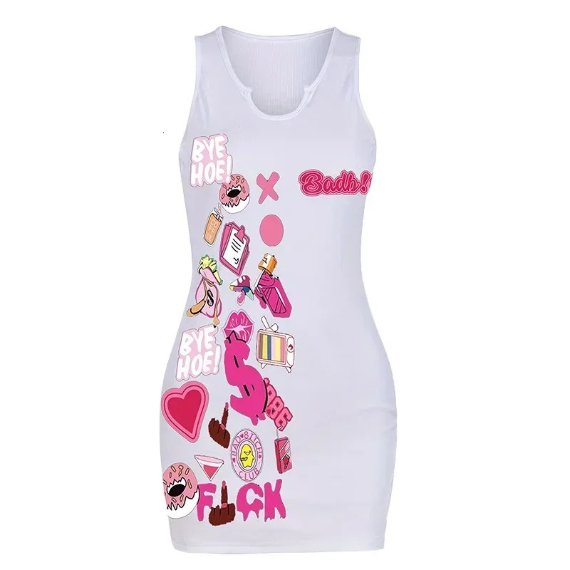 Elegant Dresses for Women Sexy Slim Fit Casual Tight Womens Dress Fashion Cartoon Print Streetwear 250106