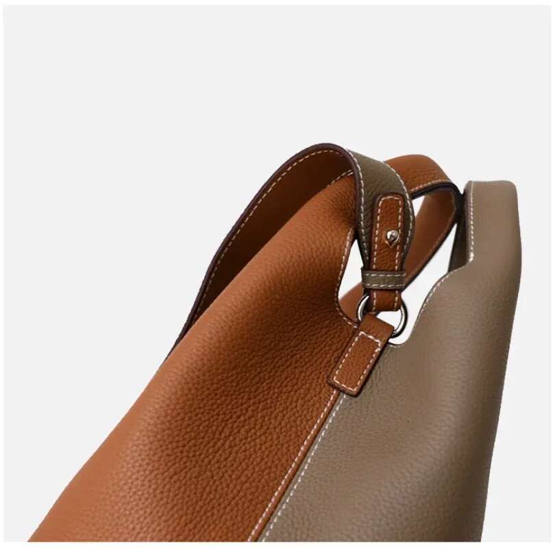 UBEL 2024 Brand New Real Leather Women Basket Designer Bucket hot Versatile Handheld Small Crossbody Bag Black