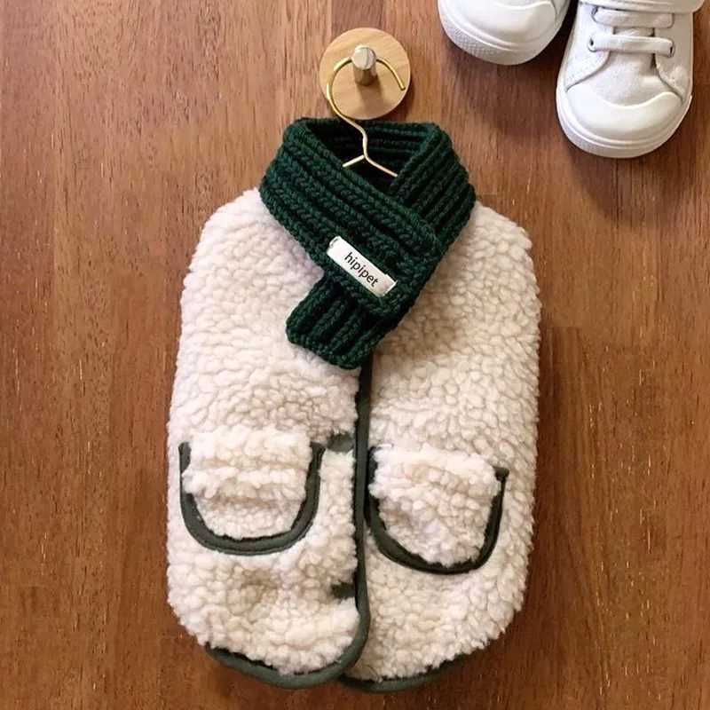 Winter Pet Dog Coat and Scarf Set Fleece Dog Clothes Chihuahua Bichon French Bulldog Clothing Puppy Costume Pet Vest CardiganXJ250109