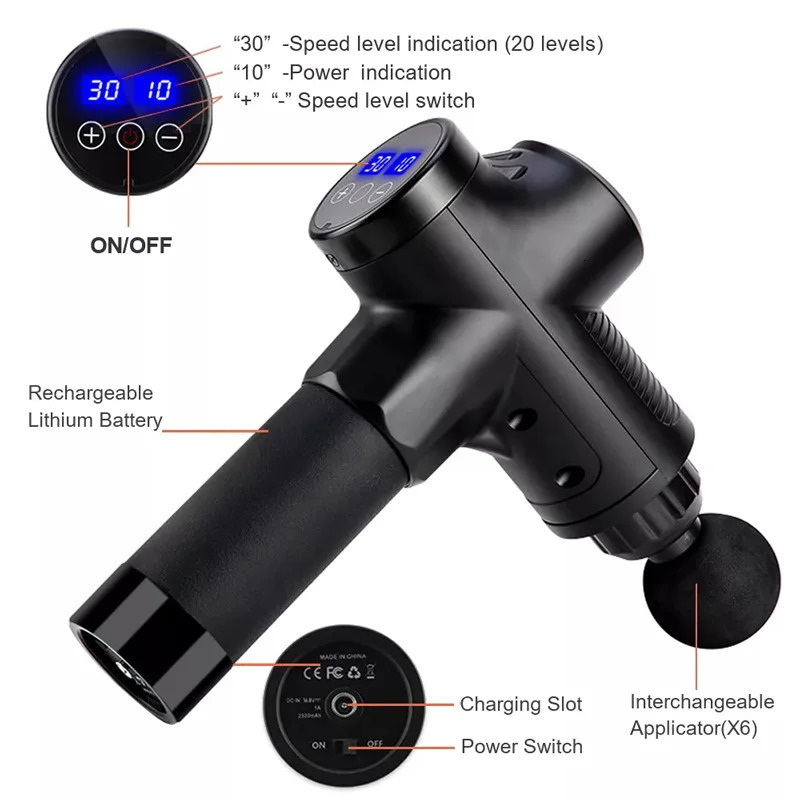 Fascial Massage Gun Electric Percussion Pistol Massager Body Neck Back Deep Tissue Muscle Relaxation Pain Relief Fitness 250108