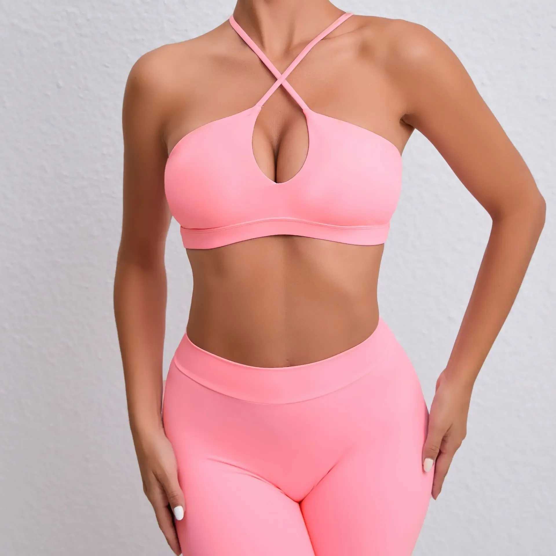 Seamless Yoga Sets Sports Fitness Hip-lifting Nude Feel Pants Cross Beauty Back Bra Suits Workout Gym Leggings Set for WomenXJ250109