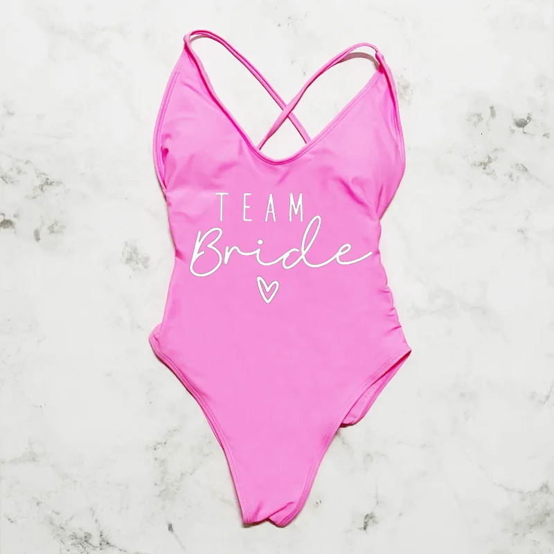 Sexy Padded One Piece Swimsuit Women Team Bride Swimwear Bikini Summer Bathing Suit Plus Size Beachwear Bachelorette Party Lady 250108