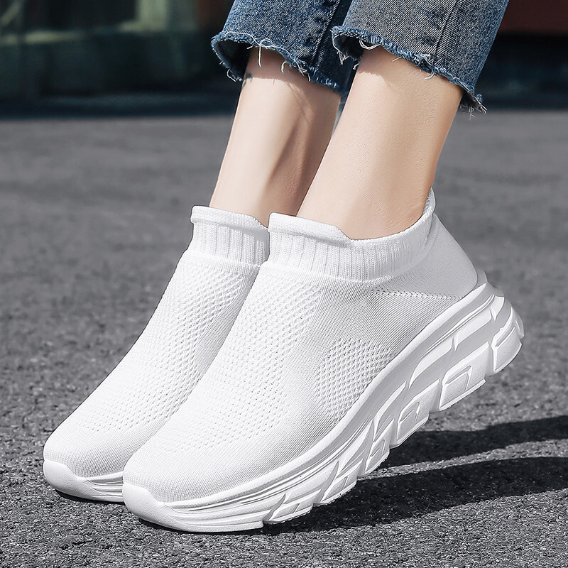 Ddmybear Hot Sale Fashion Running Sneakers For Women Breathable Socks Trainers Men Slip On Lightweight Sports Shoes Big Size Chinese Brand