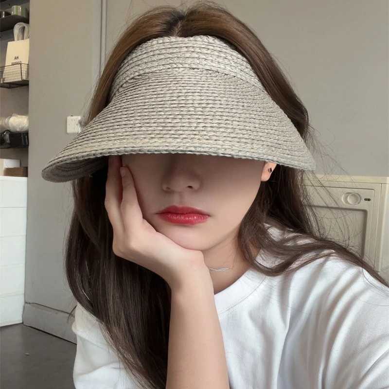 USPOP Summer Big Brim Sun Hat Raffia Band Style Casual Headless Beach Straw Hat X250109