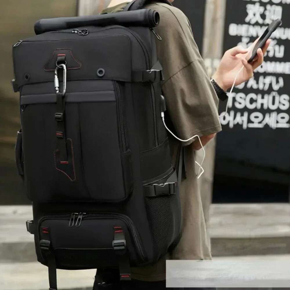Men 35/50/60/80L Travel Laptop Business Dual Use Expandable USB Port Bag Large Capacity Waterproof Backpack