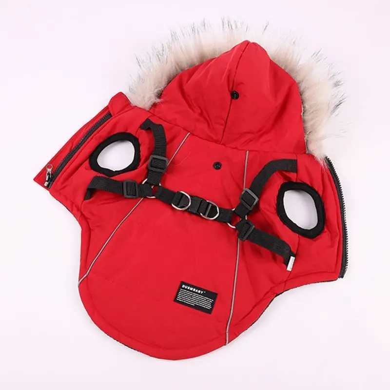 Winter Pet Dog Jacket With Harness Warm Dog Clothes Waterproof Hooded Coat for Small Medium Dogs Chihuahua French Bulldog OutfitXJ250109